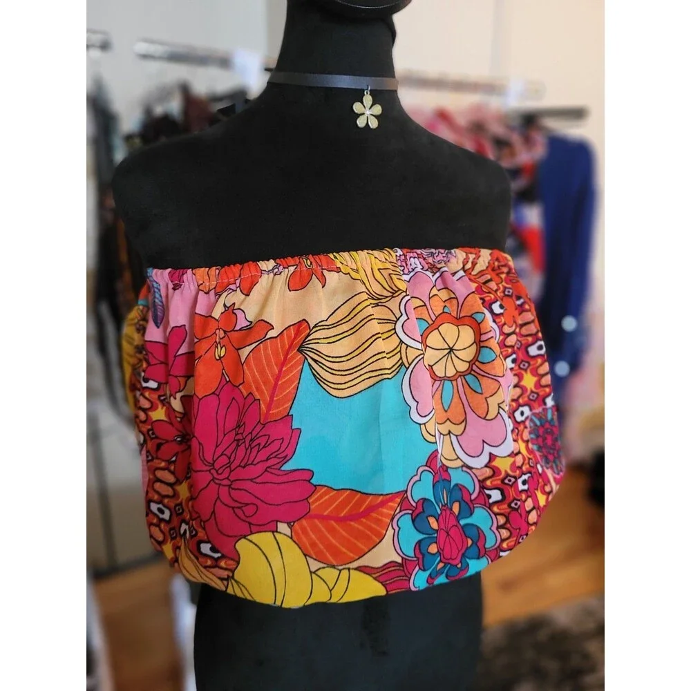 Girl Soul Womens Multicolor Tropical Floral Tube Top Size L Sleeveless Summer - Picture 6 of 11